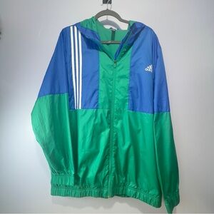 adidas - Mens Axis Windbreaker Green and Blue - Size XL